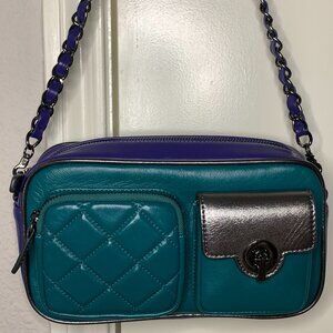 Sharif Teal Leather Crossbody Bag